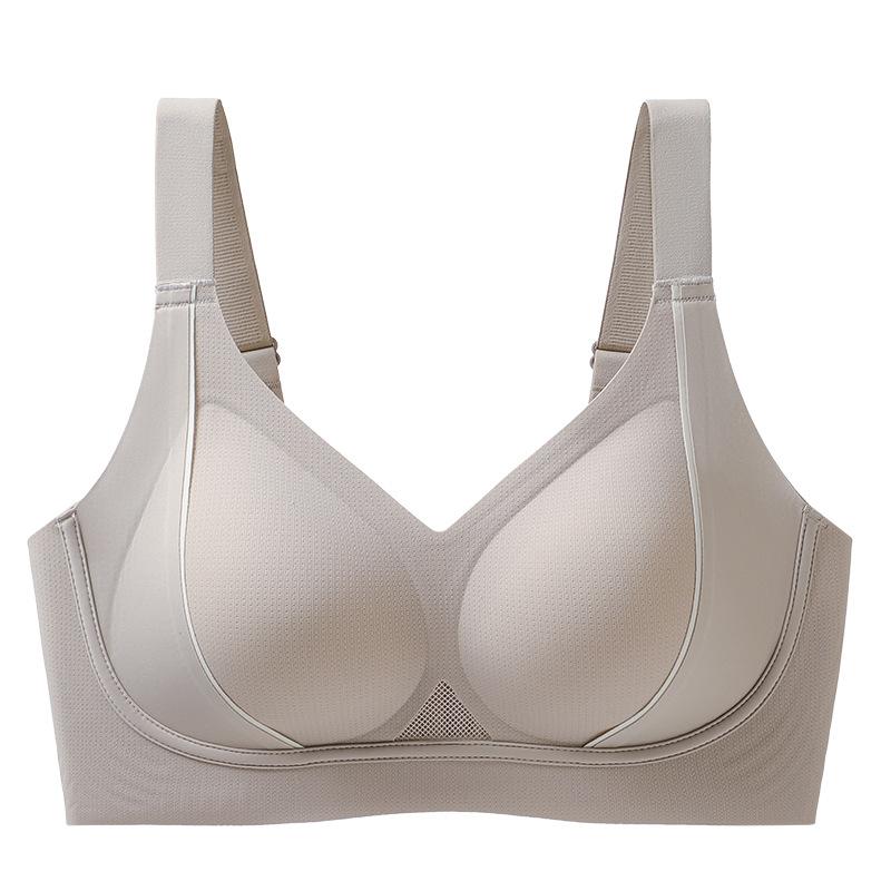 Underwear Women's Big Breasts Show Small Liquid Foundation Seamless Pull Anti-sagging Side Close Breast Cover Summer Thin Bra