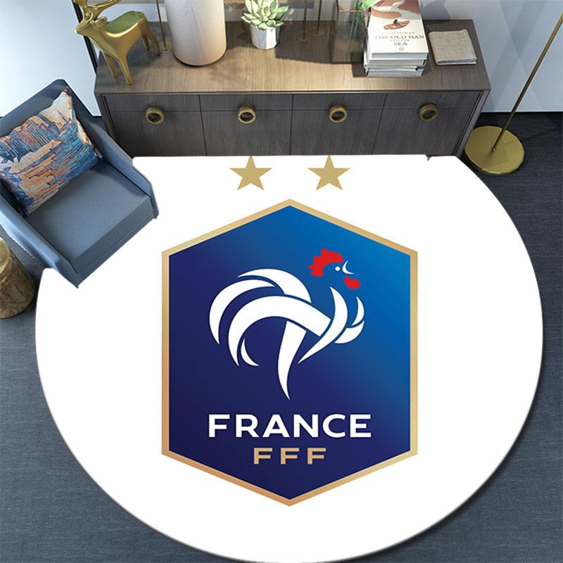 France Football Logo Round Rug, Non Slip Washable Circular Carpet For Living Room Bedroom Playroom, Sports Fan Decor, Holiday Birthday Gift