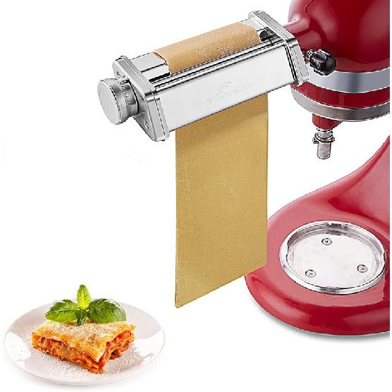Насадка для пасты 3 в 1 для миксера KitchenAid, Цельнометаллическая насадка для приготовления пасты KitchenAid, Ролик для раскатывания теста для пасты, Насадка для нарезки спагетти, Феттуччине Pasta Roller