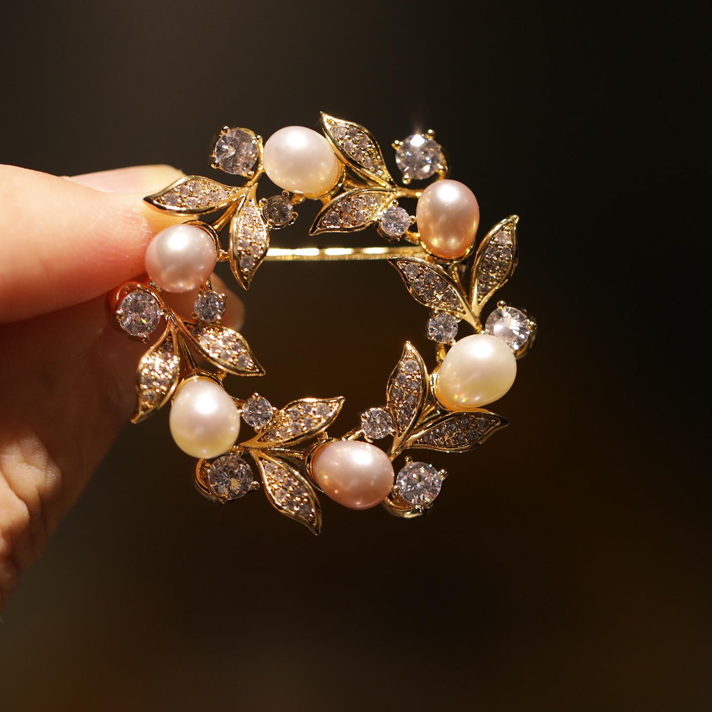 Bo Xin Yun Elegant Olive Branch Pearl Brooch - Fashion Accessory