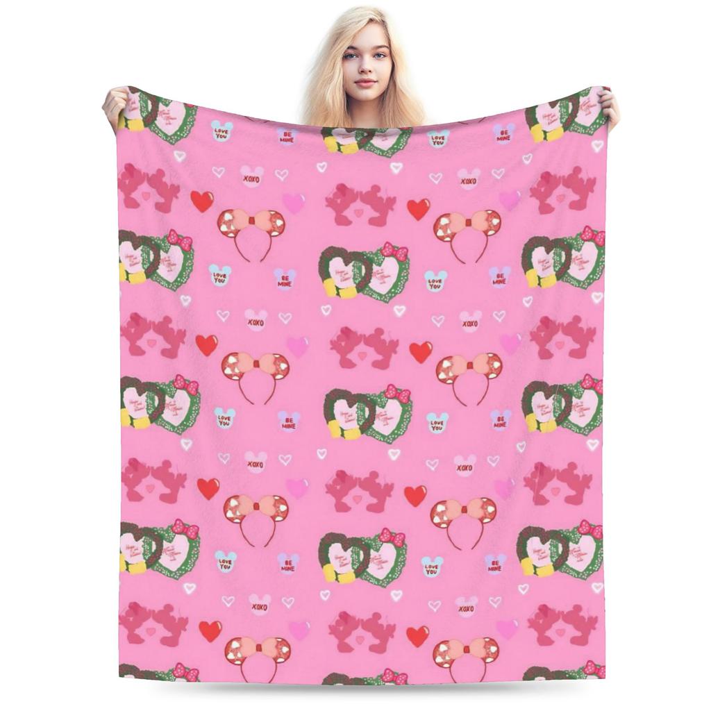 GUOYU Blanket Valentines Day Mickeys And Minnies Throw Blanket for Couch Cozy Plush Blanket Inches Multiple Sizes Bedspread for All Seasons