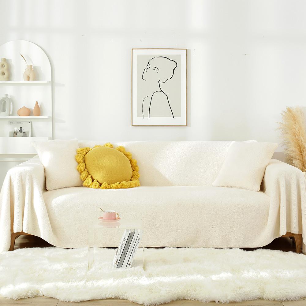 Winter Rabbit Plush Sofa Cushion Thickened Non-Slip High-End Cushion Nordic Simple Generation with All-Inclusive Sofa Cover Cover Towel