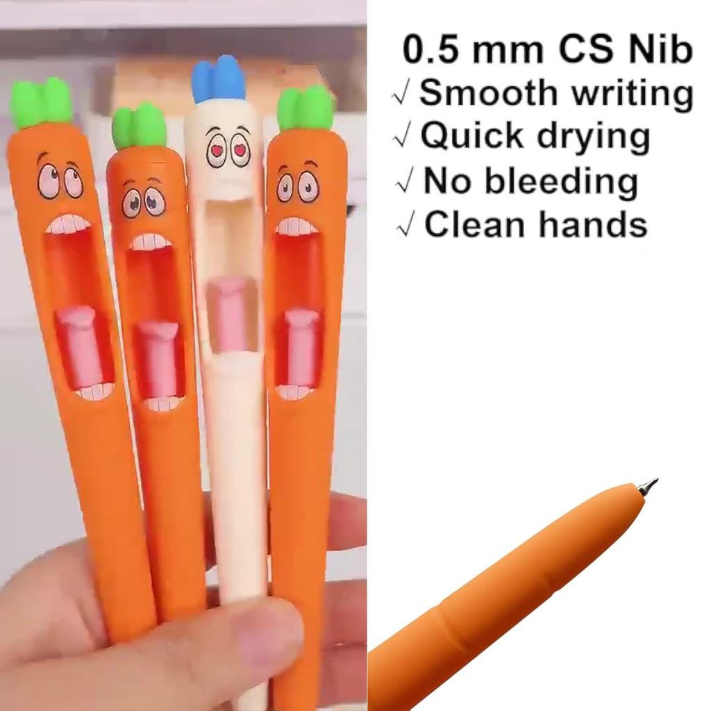 4 Funny Carrot Pens, Interesting Ballpoint Pens ,Funny Ballpoint Pen  Theme Ballpoint Pen 4 Pens Funny Pen 5ml