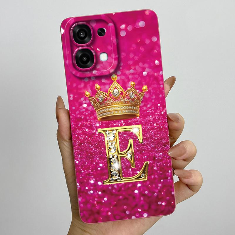 For Oppo A6 Pro 2025 Fashion Initial Letter Couple Phone Case for Oppo A6 Pro A6Pro 4G 5G Soft Silicone TPU Lens Protective Case