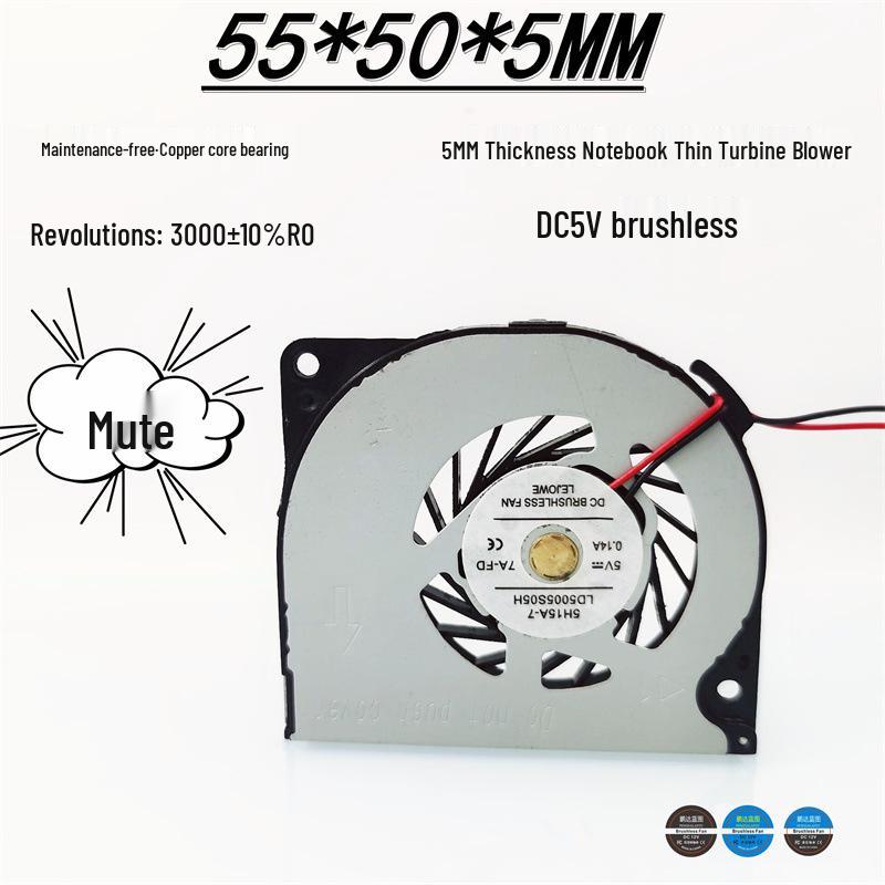 

Silent LD5005S05H 5V 55x50x5mm Thin Laptop Turbine Blower Cooling Exhaust Specify Connector or Wire Length in Order Notes