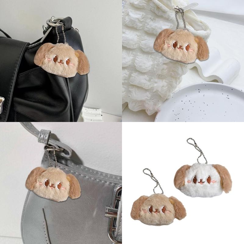 Plush Dog Keyring Charm with Chain, Car Key Holder Handbag Charm Keychain Accessories for Kid Girl Women