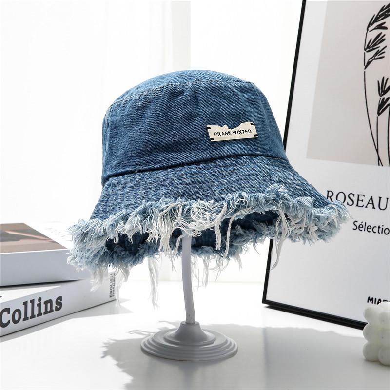 Women's Vintage Washed Denim Sun Hat With Wide Brim For Sun Protection And Casual Style