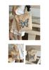 Women's Retro Butterfly Print Canvas Shoulder Bag - Stylish, Artistic, Large Capacity for Beach & Casual Use