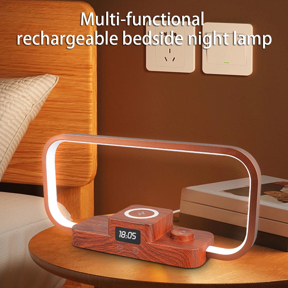 LED Bedside Lamp with Wireless Charger with 3 Charging Station Night Light Nightstand Lamp for Nightstand Bedroom