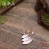 New color painting oil geometric petal stud earrings pendant set, women's premium petal necklace set