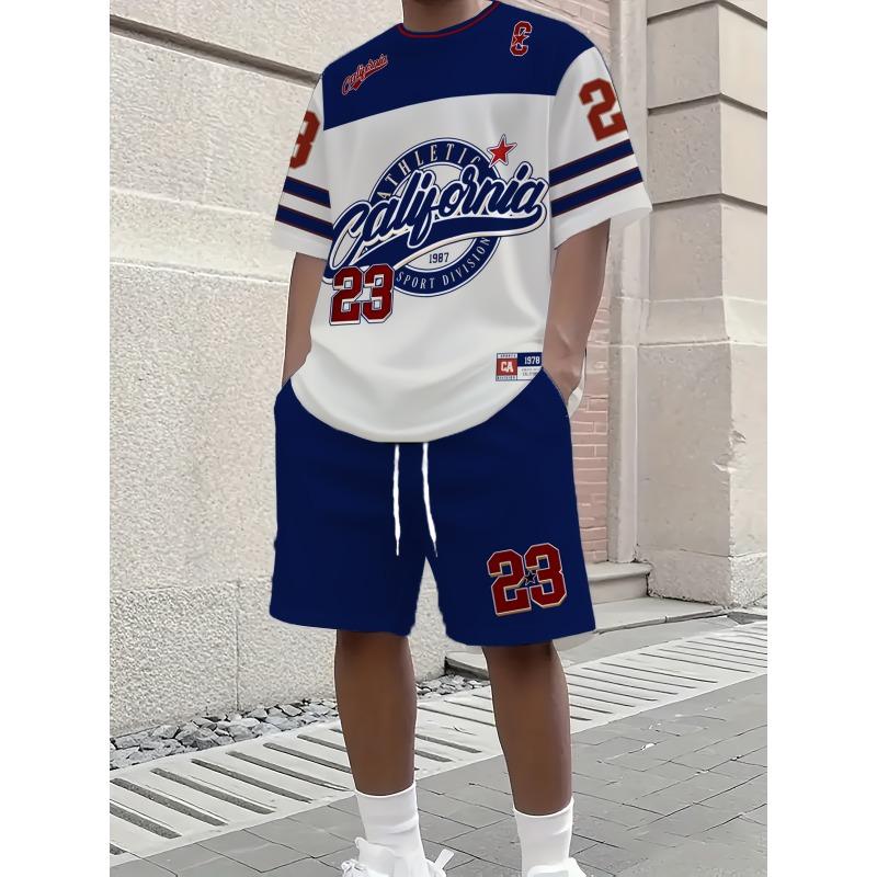Short Sleeved T-shirt+shorts Two-piece Sports American Retro Set