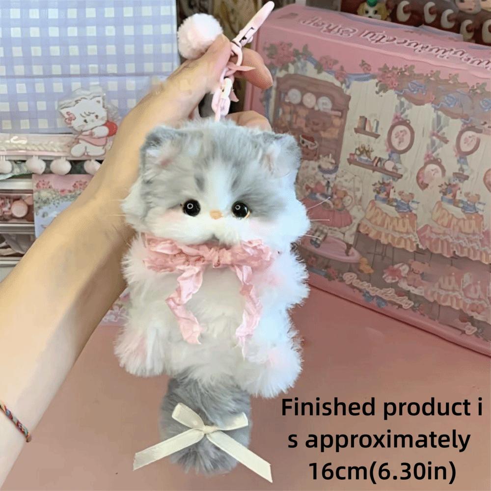 Handmade Twisty Stick Little Cat Pendant Plush Twist Bar Kitten Doll Toy DIY Material Package