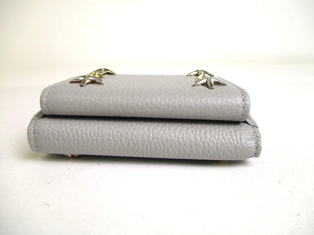 Authentic Jimmy Choo Plastic Stars Gray Leather Trifold Wallet Compact Wallet NEMO #a354  Refurbished