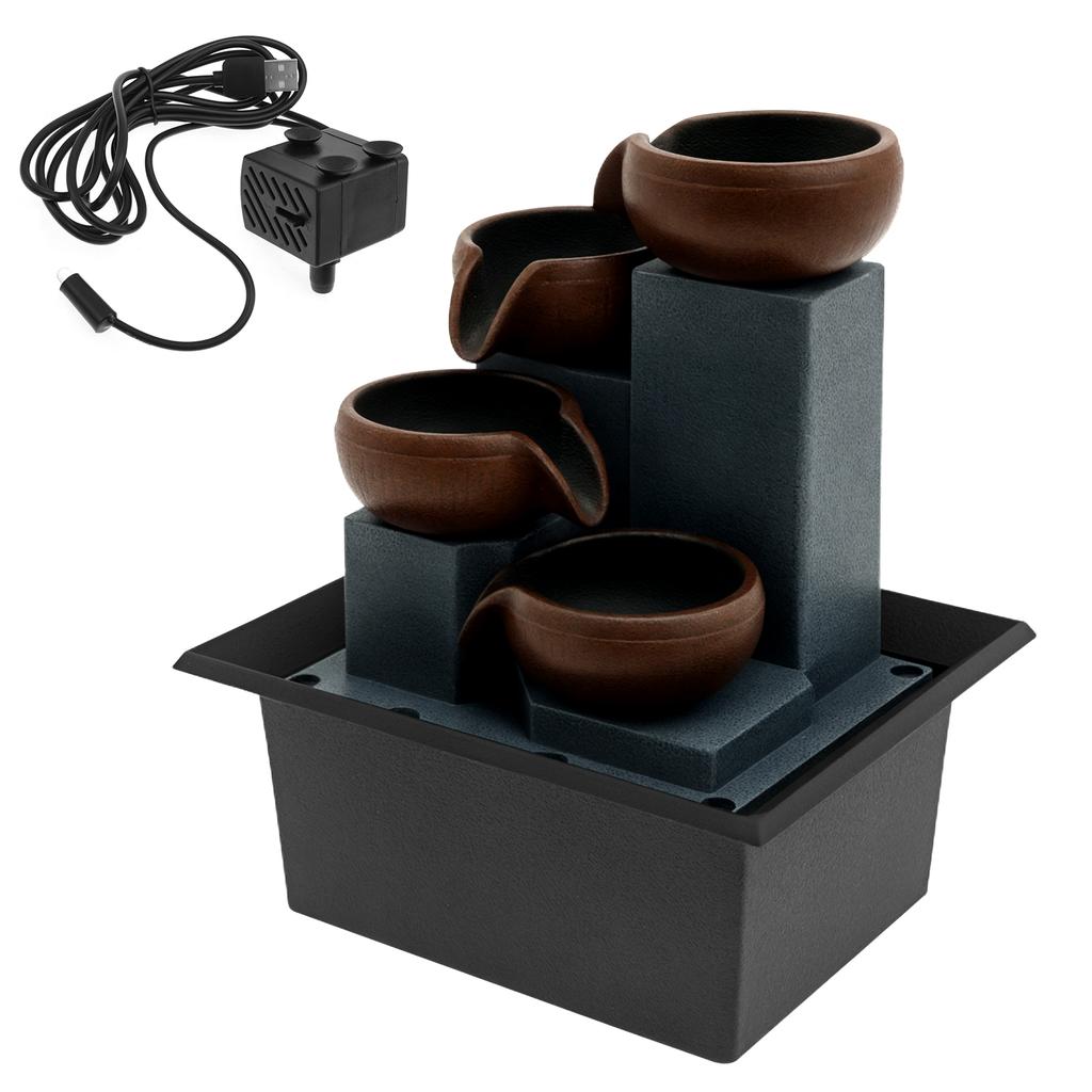 Tabletop Waterfall Home Decor Relaxation Meditation Desktop Fountain with LED Lights Flowing Water Ornaments Office Desk Gifts