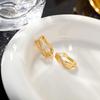 Korean Exquisite Micro-Pave Gold Hui Zi Round Earrings - Simple, Niche Fashion Design