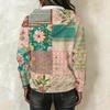 Women's Long Sleeve Color Block Print Pullover Hoodie with