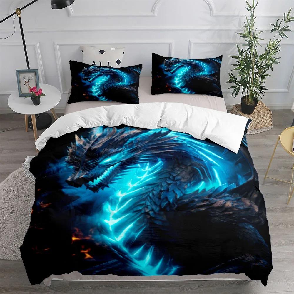 Dangerous Dragon Duvet Cover Set EU Single Double King US Twin Full Queen Size Bed Linen Set