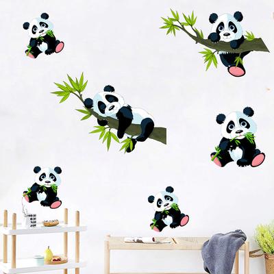 Adesivi murali panda di bambù del fumetto per la decorazione murale del panda del soggiorno