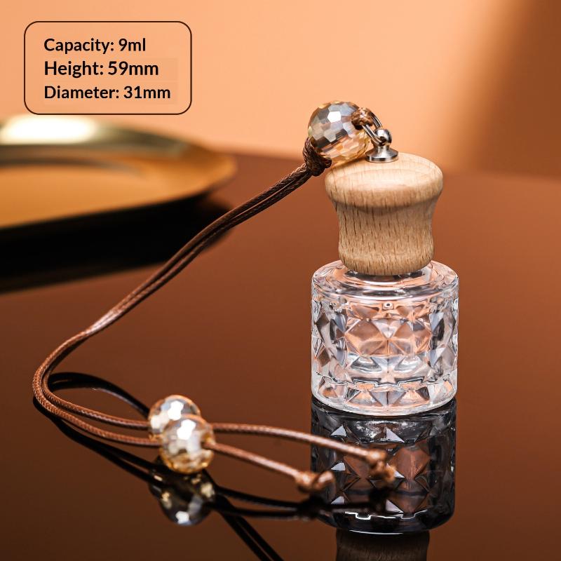 

1Pcs Empty Glass Essential Oil Diffuser Bottle With Wooden Cap Car Hanging Perfume Bottle For Auto Aromatherapy Decoration A4