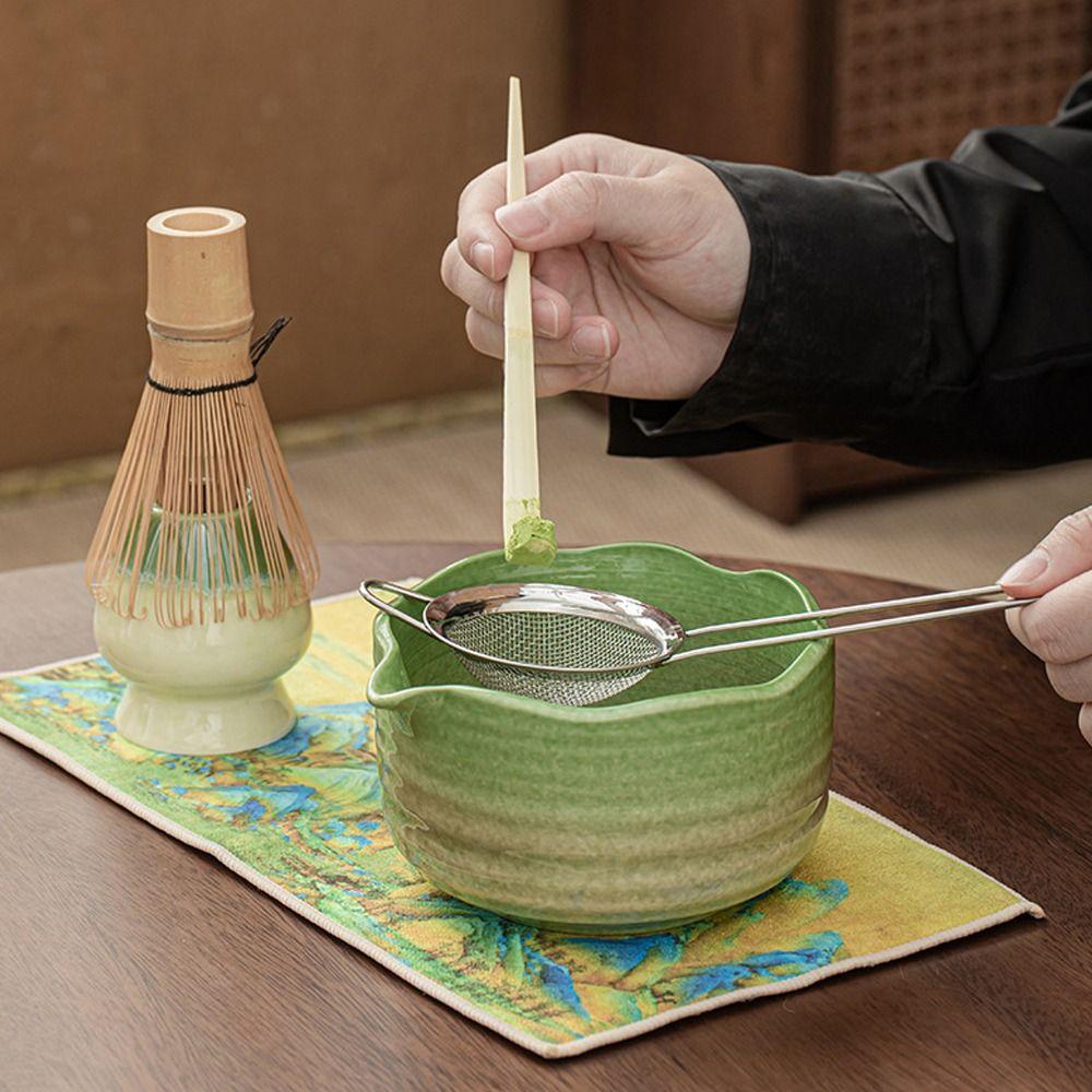 4PCS Bamboo Ceramic Matcha Whisk Reusable Matcha Stirring Brush New Japanese Matcha Tea Set