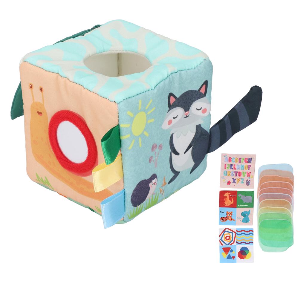 Baby Tissue Box Toy Soft Early Learning Hand Eye Coordination Colorful Skin Friendly Infants