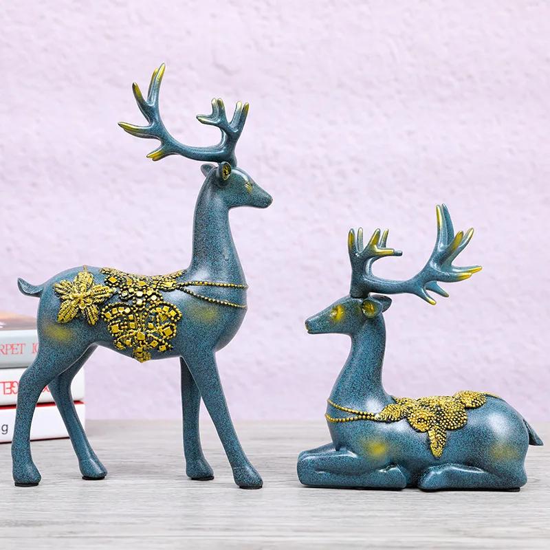 

Resin Crafts Home Accessories European Style Decoration Gift Wine Cabinet Decoration Living Room Deer Antique Copper
