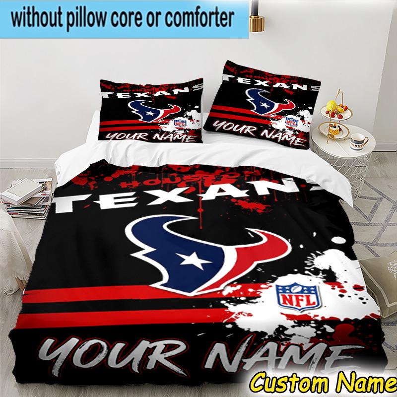 3pcs Custom Name Houston-Texans Artwork Bedding Set Includes 1 Duvet Cover & 2 Pillowcases for All Seasons Dormitory Home Decor Christmas gifts