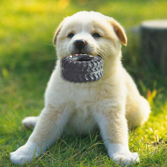 Dog Toy Tire Shape Bite Resistant Vinyl Sound Squeaky Play Toy for Training