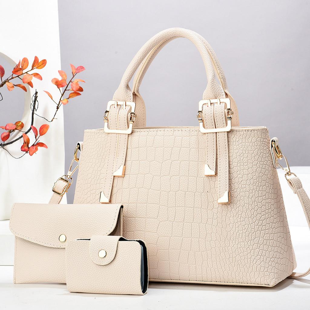 Stylish New Stone Pattern Three Piece Handbag Set With High Capacity For Everyday Use
