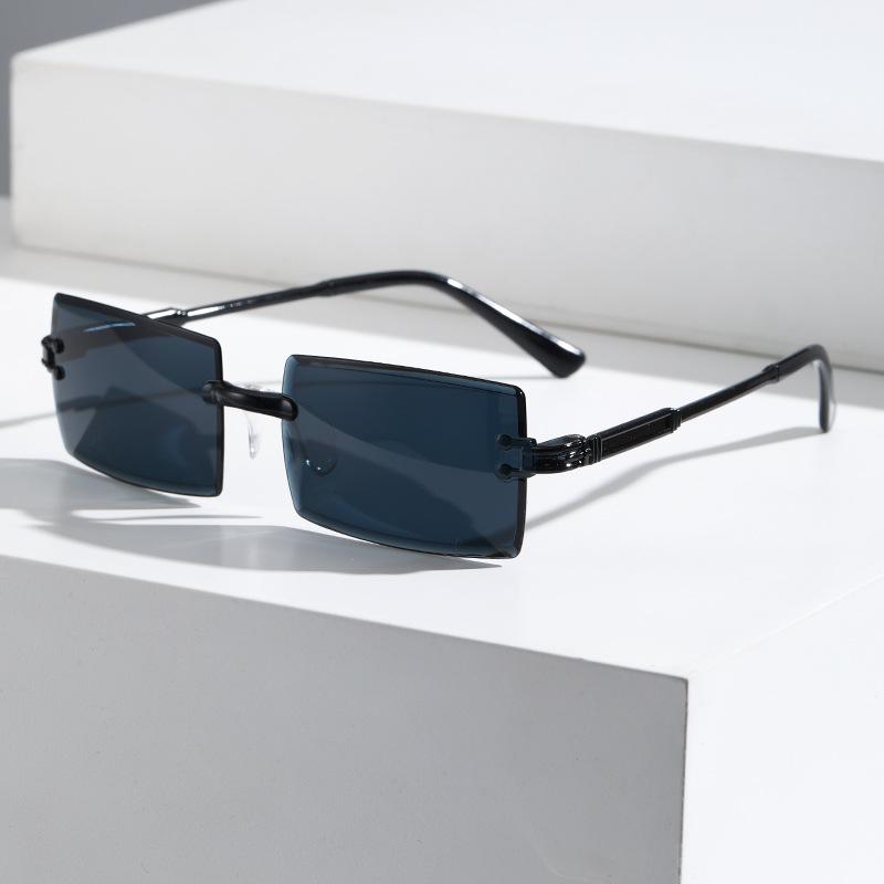 Ultralight Vintage Sunglasses for Women Men Square Rimless Outdoor Sunshades Gradient Candy Color Travel Sun Glasses for Female