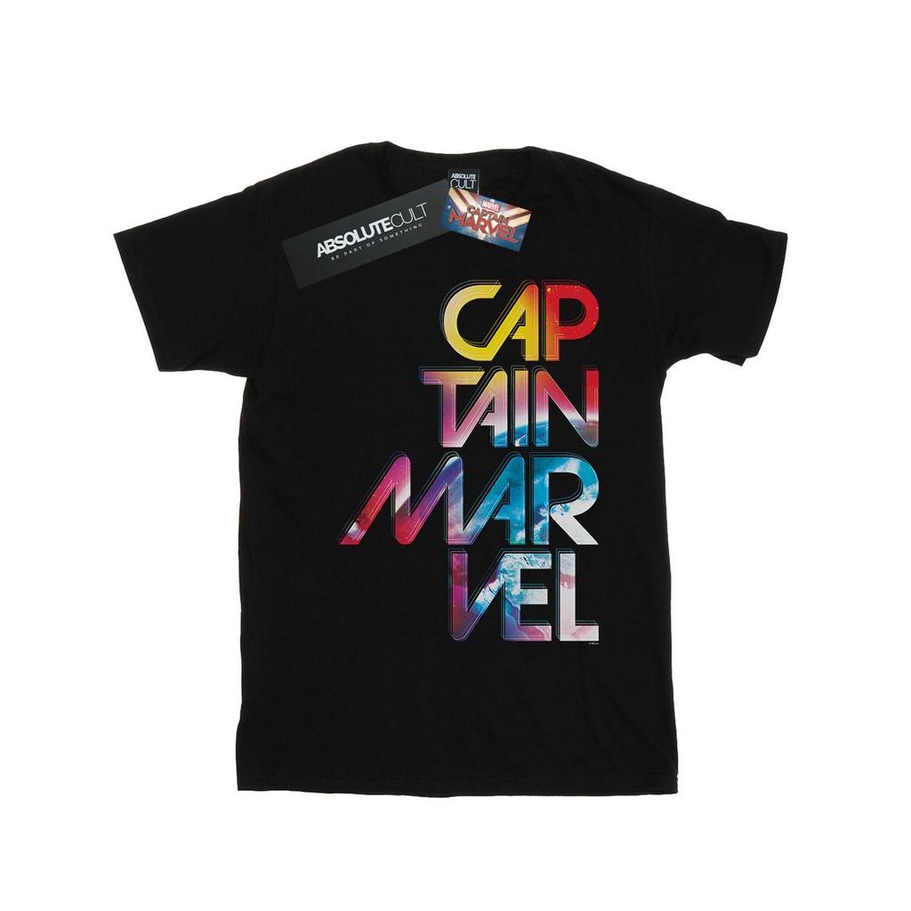 Marvel Womens/Ladies Captain Marvel Galactic Text Cotton Boyfriend T-Shirt