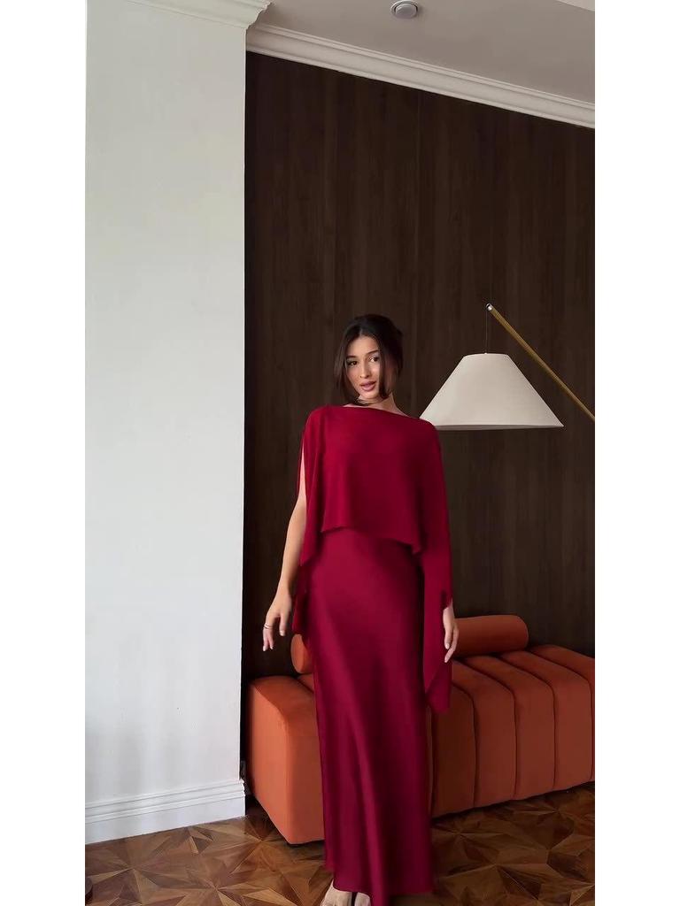 Elegantes einfarbiges ärmelloses langes Kleid für Damen - Herbstkollektion 2025