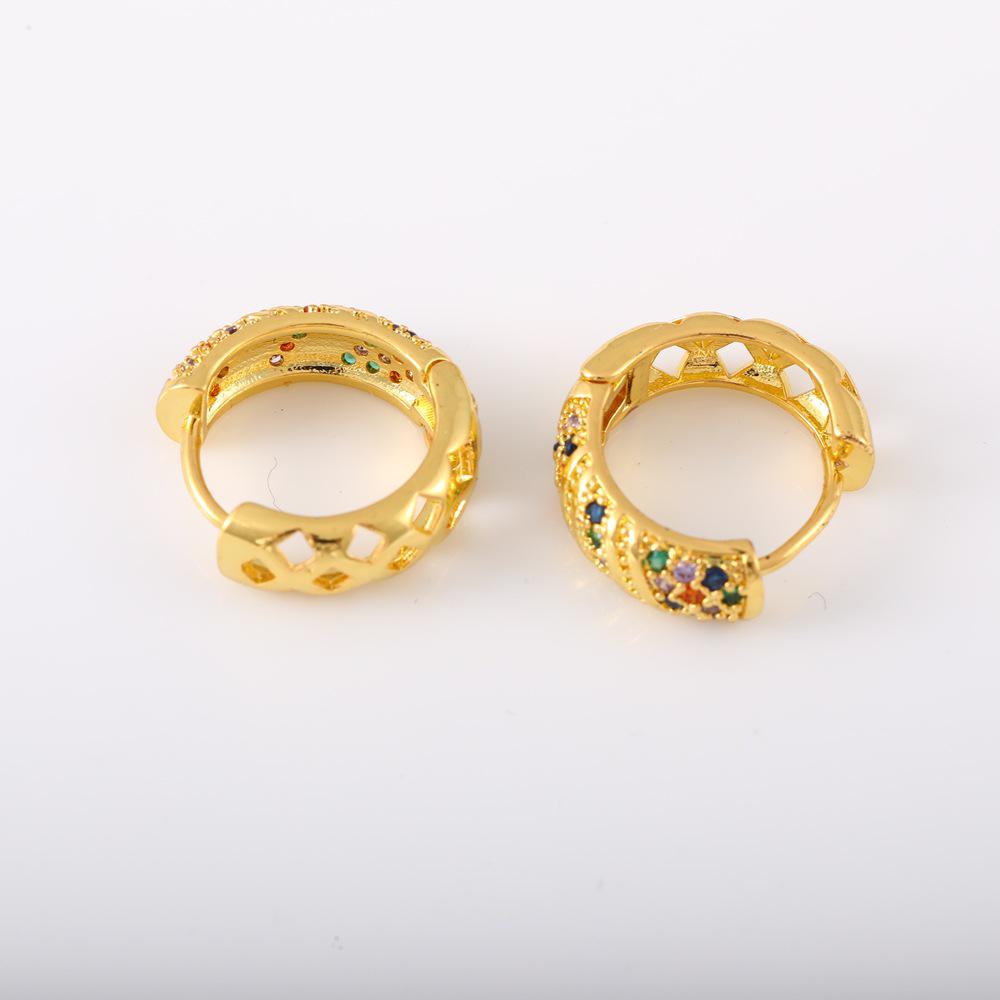 Разноцветные медные серьги-кольца с цирконием - Легкая роскошь, Универсальные, Персонализированный стиль для пар