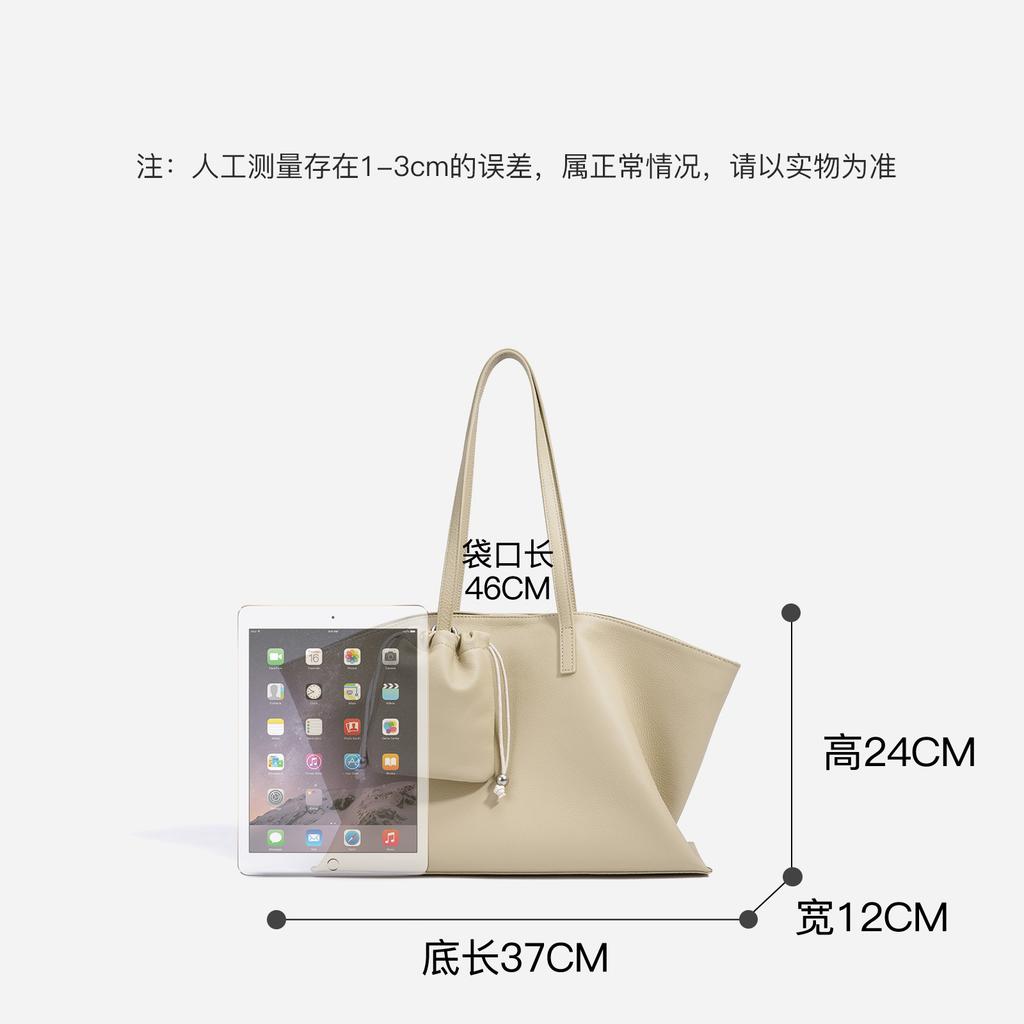 New trendy large-capacity genuine leather versatile casual shoulder handbag, fashionable and simple tote bag for women