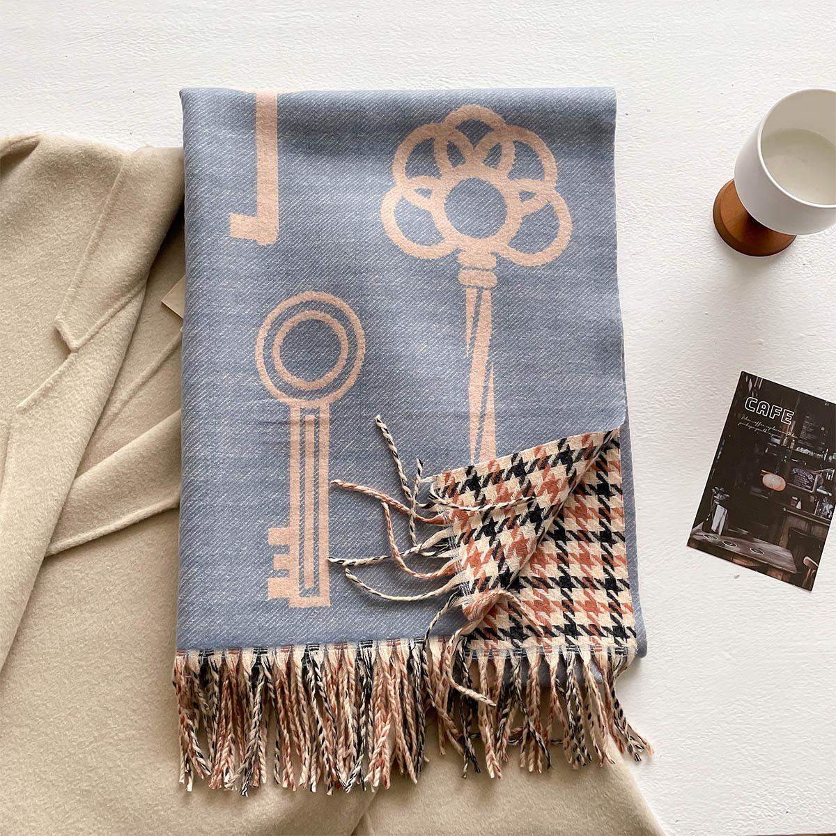 

Women Winter Scarf Pashmina Shawls Lady Wraps Thick Warm Houndstooth Bufanda Echarpe Female Cashmere Imitation Stoles Bufandas 200x65cm