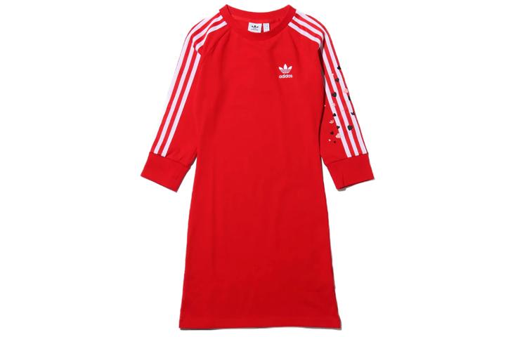 Adidas Originals Long Sleeved Dresses Women s Crew Neck Moderate Mid Length GK7167 32