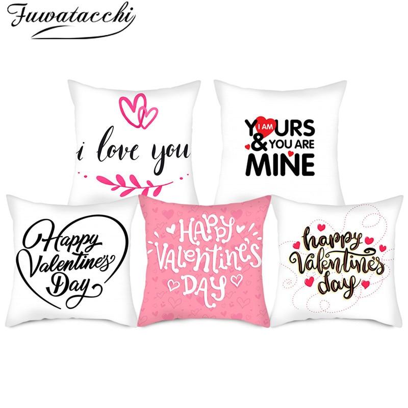 Happy Valentine's Day Words Pillow Cases for Home Bedroom Sofa Chair