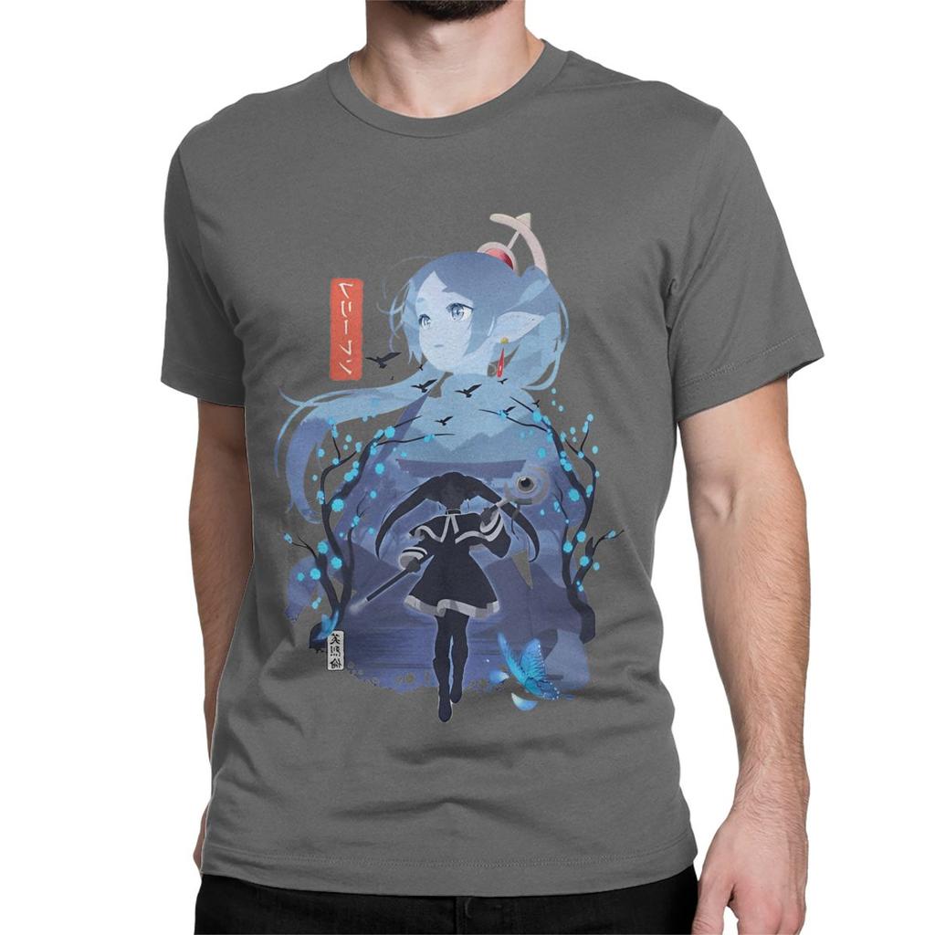 Frieren Silhouette Journeys End TShirt Men Women Sousou No Frieren Novelty 100 Cotton Tees Round Collar T Shirts 6XL Clothes