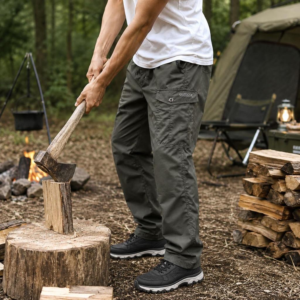 [Outdoor Products] Men's TC Weather Mesh-Lined Climbing Cargo Pants, Sizes M, L, LL, 2L, 3L, 4L, 5L (M, Beige 95)