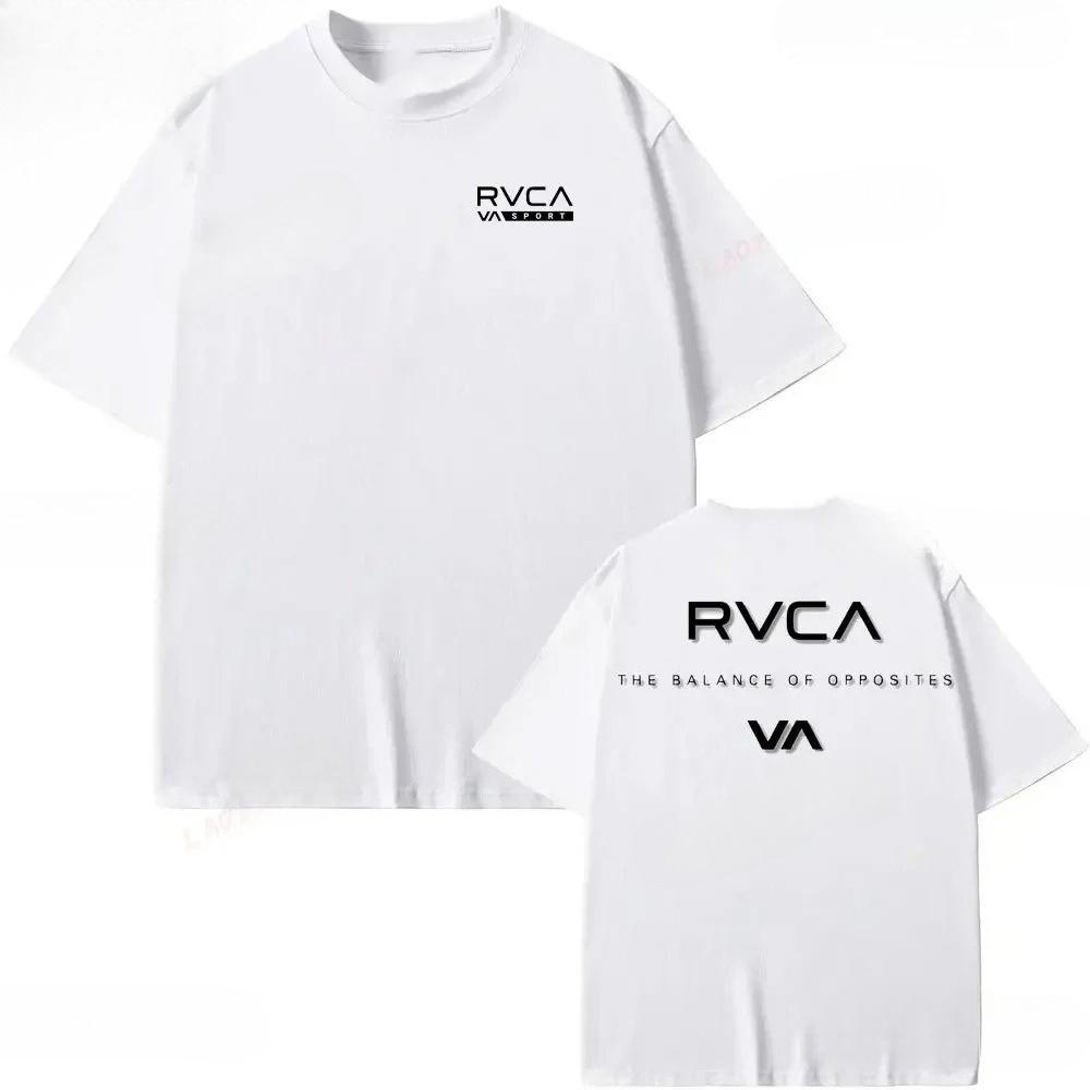 RVCA Black Tshirt Summer Print Short Sleeved Fashionable Unisexs and Womens Design Brand Tshirt Top Streetwear