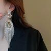 Luxury Spider Web Drop Tassel Earrings with Inlaid Diamonds