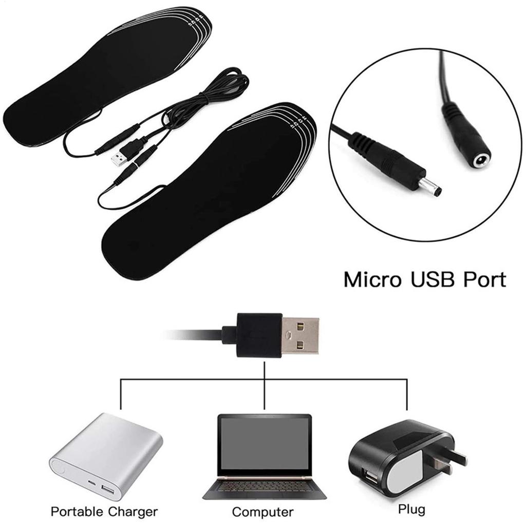 1Pair USB Heating Shoes For Winter Cuttable Boots Foot Warmer Electric Foot Warming Pad Warm Insoles Shoe Pads 35-44 size