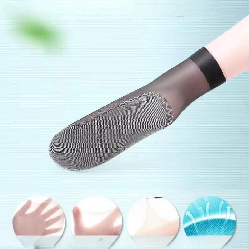 20Pcs=10Pais Summer Women Socks Non-Slip Sweat-Absorbing Cotton Soft Thin Breathable Fashion Sexy Silk Sock Ladies Transparent