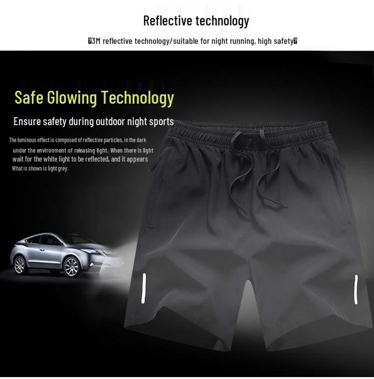 Men's Quick-Drying Reflective Beach Shorts - Summer Casual, Lightweight, Loose Fit, Plus Size, Youth Sportswear