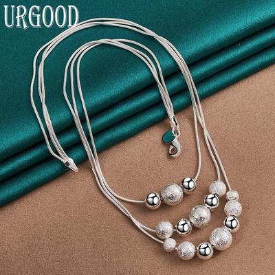 Collana di perline con catena a serpente in argento sterling 925 Bellissimi gioielli