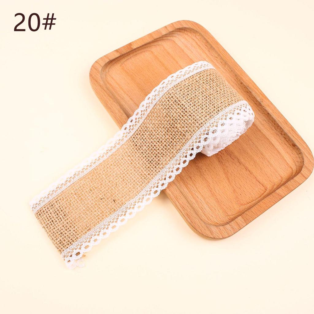Burlap Roll with Lace Edge for DIY Christmas and Wedding Crafts, Jute Twine Ribbon