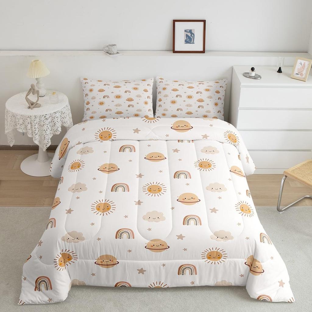 Erosebridal Horse Quilt Twin Size, Farmhouse Western Cowboy Cowgirls Duvet Insert for Kids Boys Girls Teens, Cartoon Kawaii Horse Bedding Se