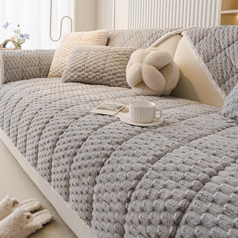 New Cross-Border Sofa Cover Towel Straight Row Non-Slip Pet Seat Cushion Honeycomb Fleece Padded Thickened Sofa Cushion