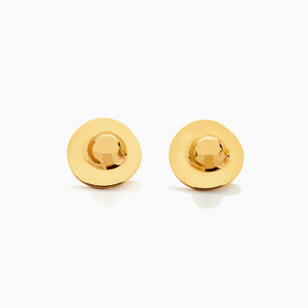 Retro Einfaches Temperament Messingbeschichtet 18K Echtgold Hutform Steckerohrringe, Ohrringe Nische Vielseitige Ohrringe Damen