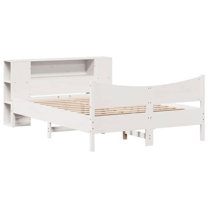 VidaXL Cadre de lit sans matelas blanc 135x190 cm bois de pin massif 3323309